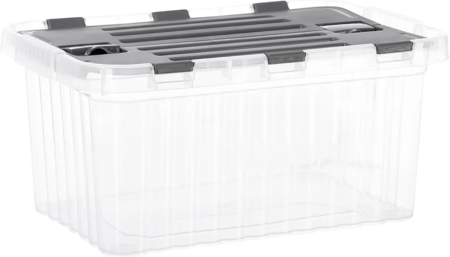 

Storage Box with Hinged Lids, Plastic Container Bins for Organizing with Attached Lid, Stackable