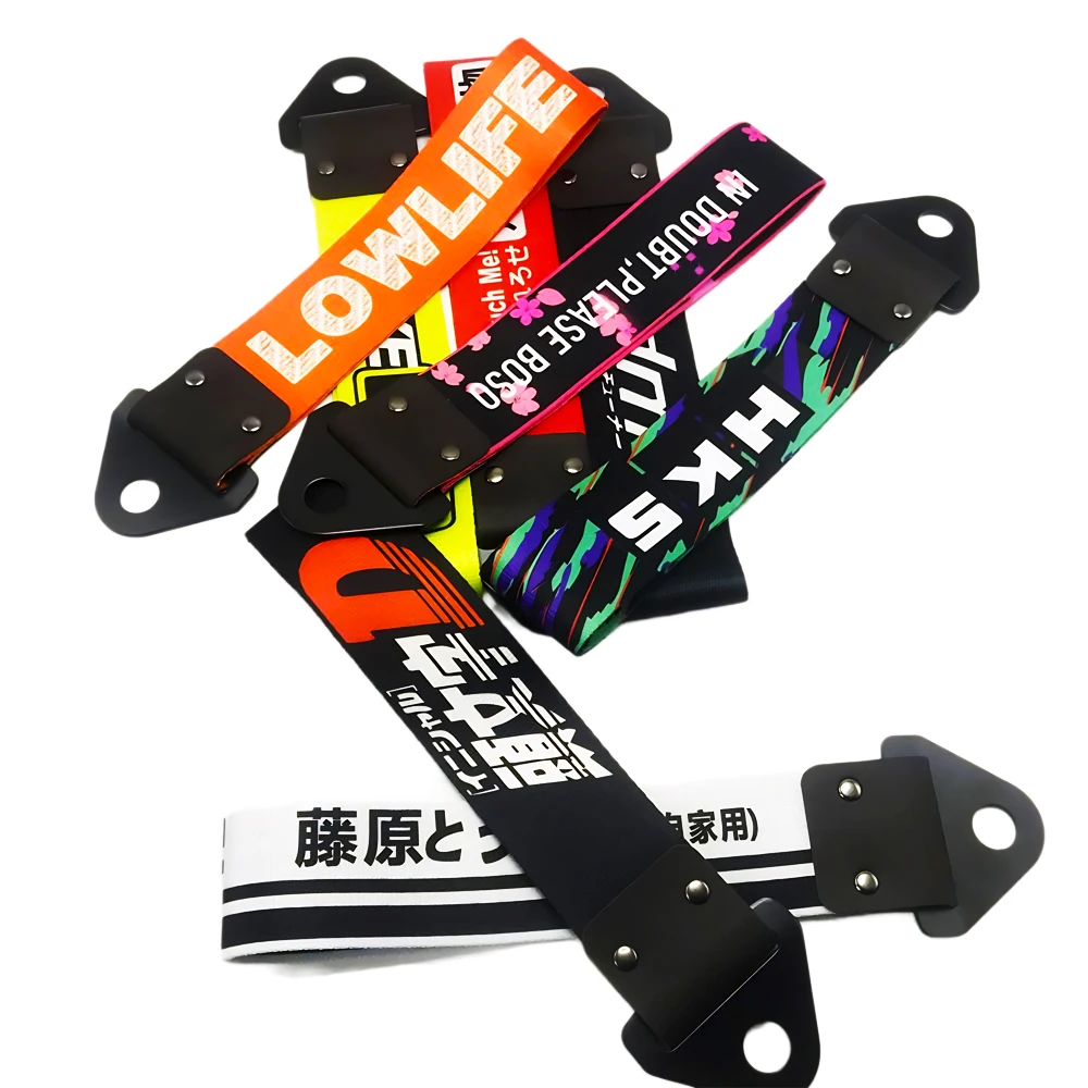 Jdm Car Racing Culture Towing Hook Tow Strap Universal Nylon Short Tow Ropes Tuning Car Accessories for Fake Taxi Initial D HKS