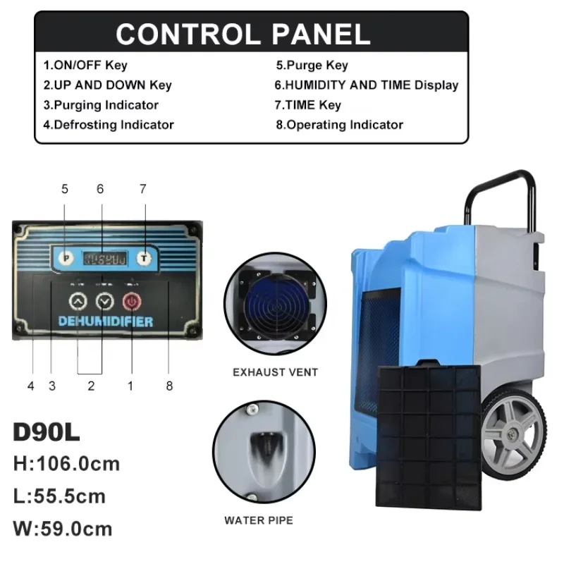 Adjustable 90L Industrial Machinery For Commercial Dehumidifying