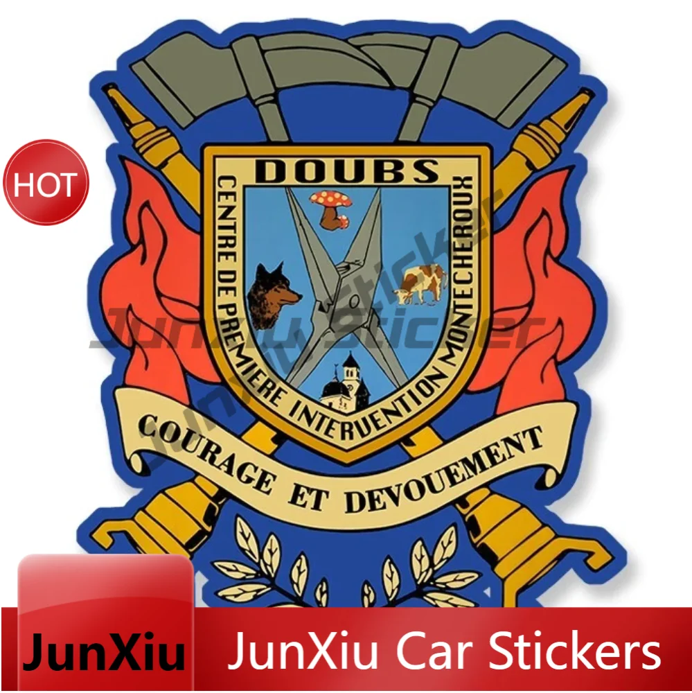 Creative Pvc Decal Sapeurs Pompiers Du Doubs 25 Ecusson Blason For Laptop Weather Resistant Sticker