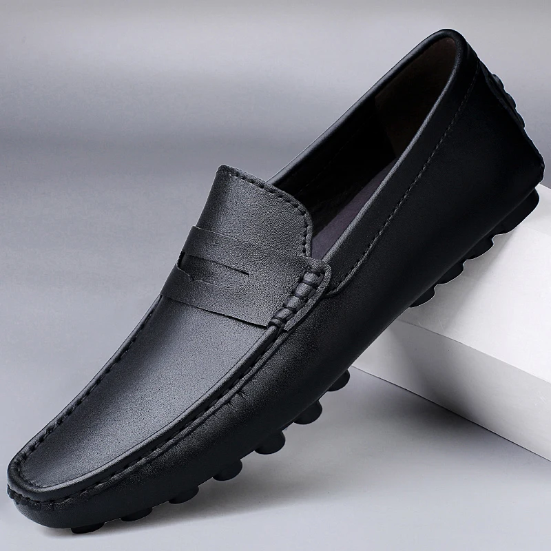 

Fashion Men Casual Shoes Flat Leather Loafer Slip on Men's Flats Male Driving Shoes Sneaker High-quality Boat Shoe