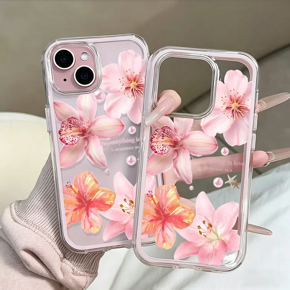 Blumen-Bibel Transparente Handyhülle für iPhone 17 13 16 15 11 12 14 Pro Max 17 Air XR X Hülle Silikon 2 IN 1 Stoßfeste Weiche TPU-Abdeckung – Detail 6