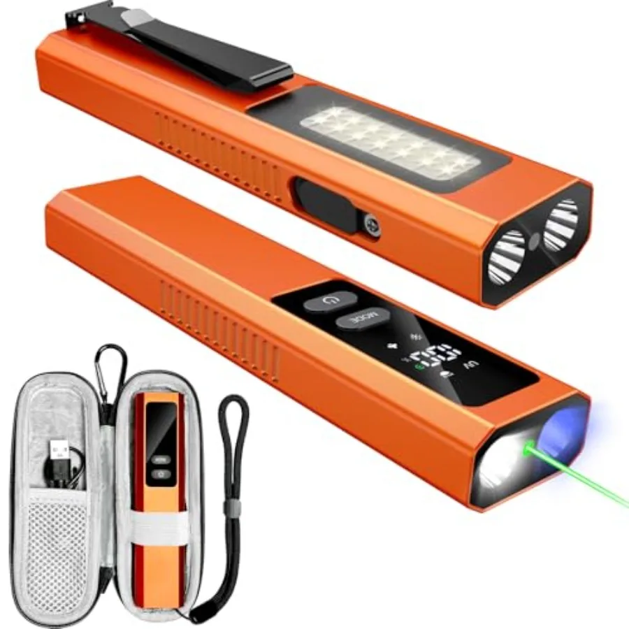 

5 in 1 PRO EDC Flat Flashlight, Rechargeable 800LM White Light LED Combo, LT010 Portable Pocket Flash Lights with Magnet for Ou