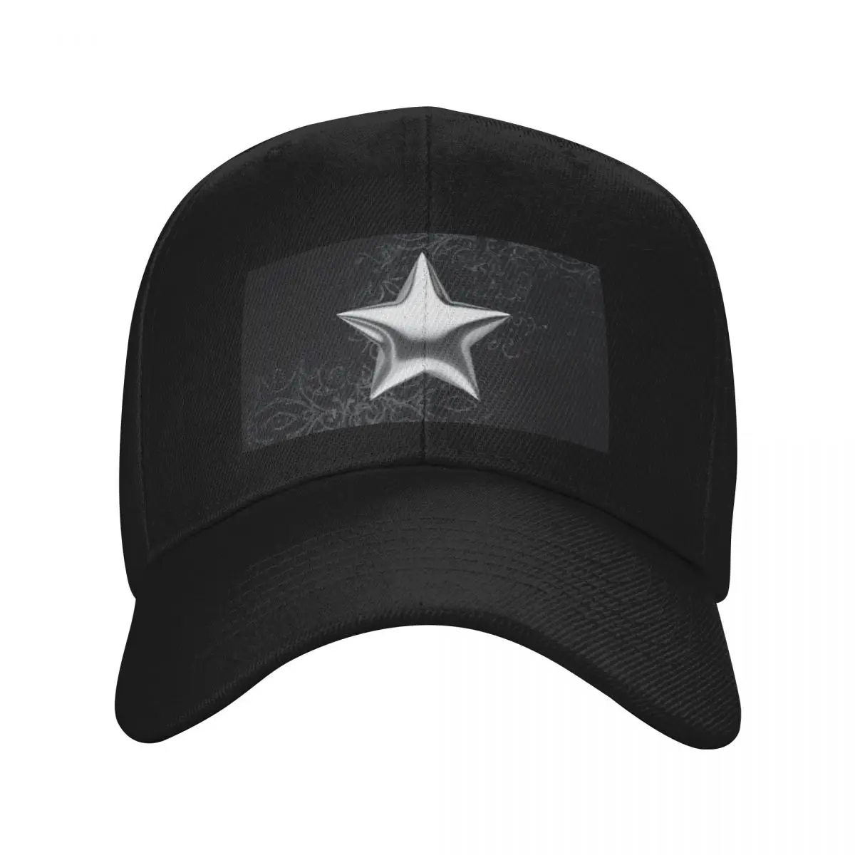 Fashion Silver Chrome Star Gothic Damask - Y2K Cyber Goth Print baseball cap Hong Kong Style Women's Sun Hat