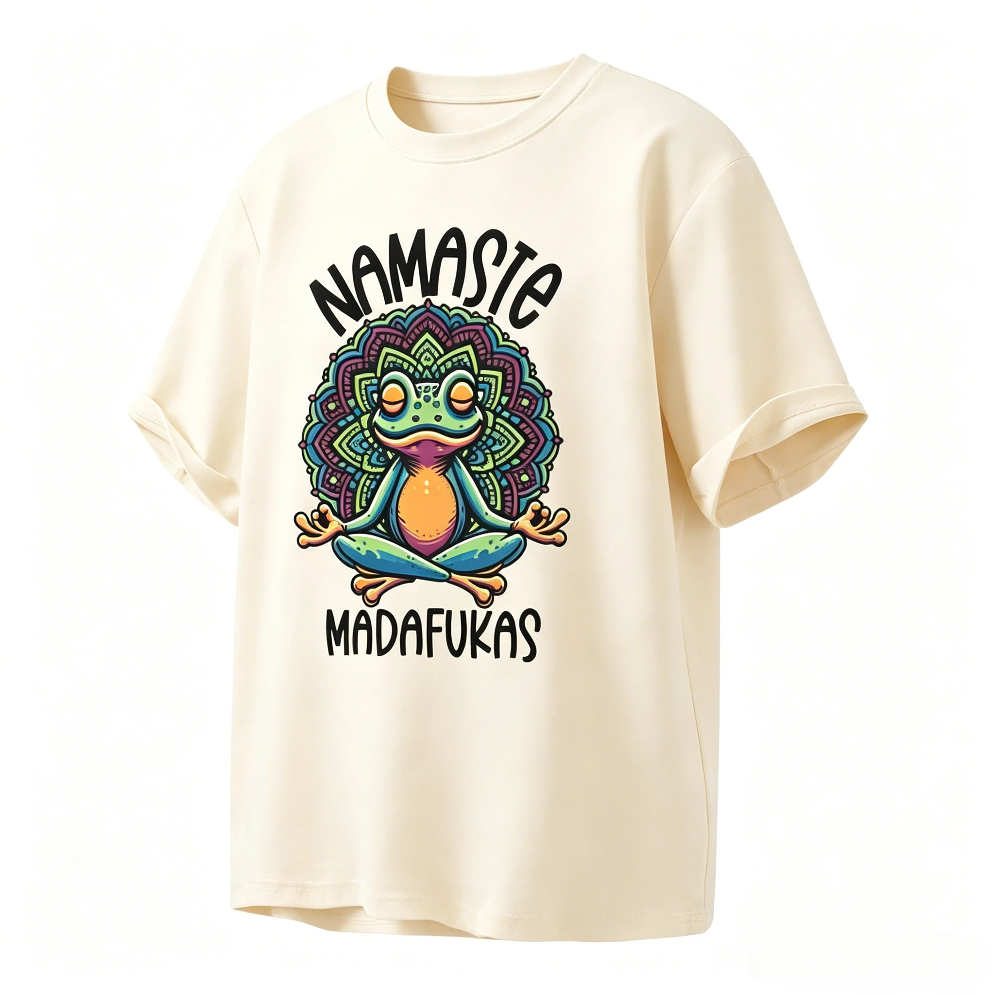 Cartoon Frog Yoga T Shirt Cotton Women Mens Self Care  Short Sleeve Positive Cottagecore Namaste Tee Clothes Streetwear