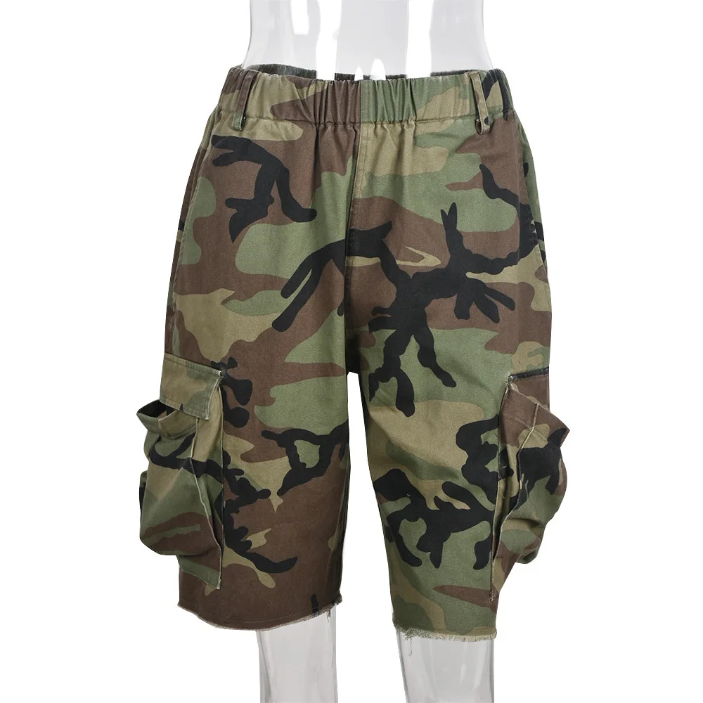 Nuovo arrivo 2022 di alta qualità moda estiva Casual Camouflage Camo pantaloni donna pantaloncini Cargo Pocket Half Pants For Ladies