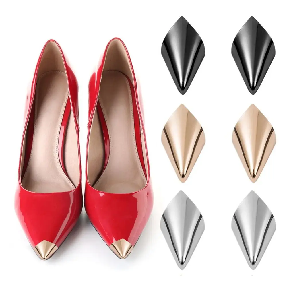 

1pair Decoration Shoe Repair High Heels Tip Cap Anti Wear Anti-kick Shoe Clips Metal Shoe Pointed Protector High Heels