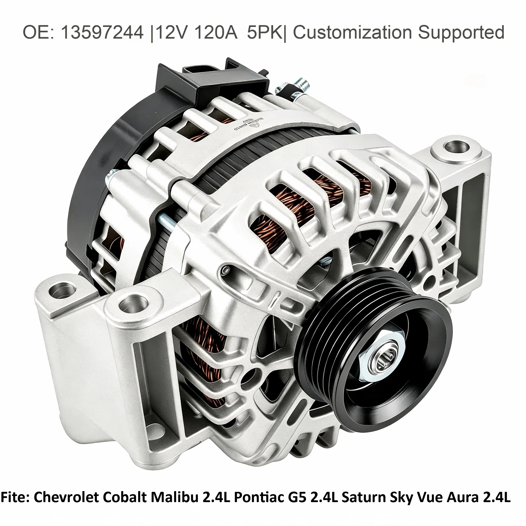 Car Alternator 12V 120A 5PK 11265N OE 13597244 For Chevrolet Cobalt Malibu Pontiac G5 Saturn Aura Sky Vue 2.2L 2.4L 2008-2012