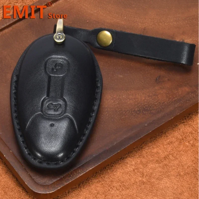 Car Key Case for Vespa GTS300 Handmade Genuine Leather Remote Protection Cover Bag Shell Keychain Ring Holder Fob Accessories