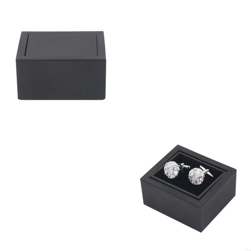 

Black Cover Rotating Cufflinks Box Portable Jewelry for Case Small Packaging Gift Box Fashion Jewelry Dur