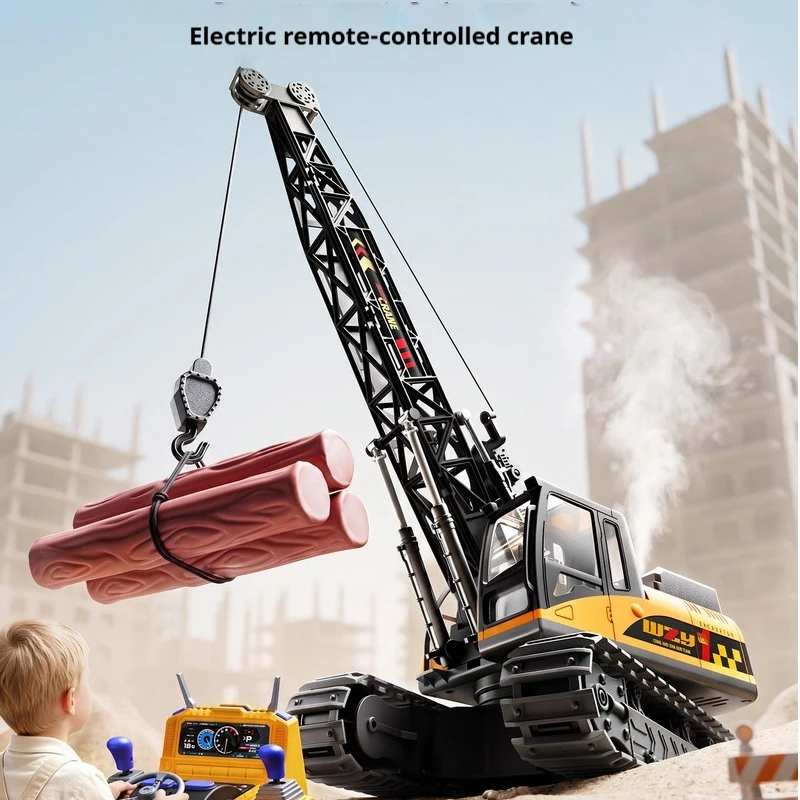 Large Rc Crane Toy, Electric Alloy Hoist With Lifting Boom, Remote Control Engineering Truck For Boys Kids Play Gift New Model