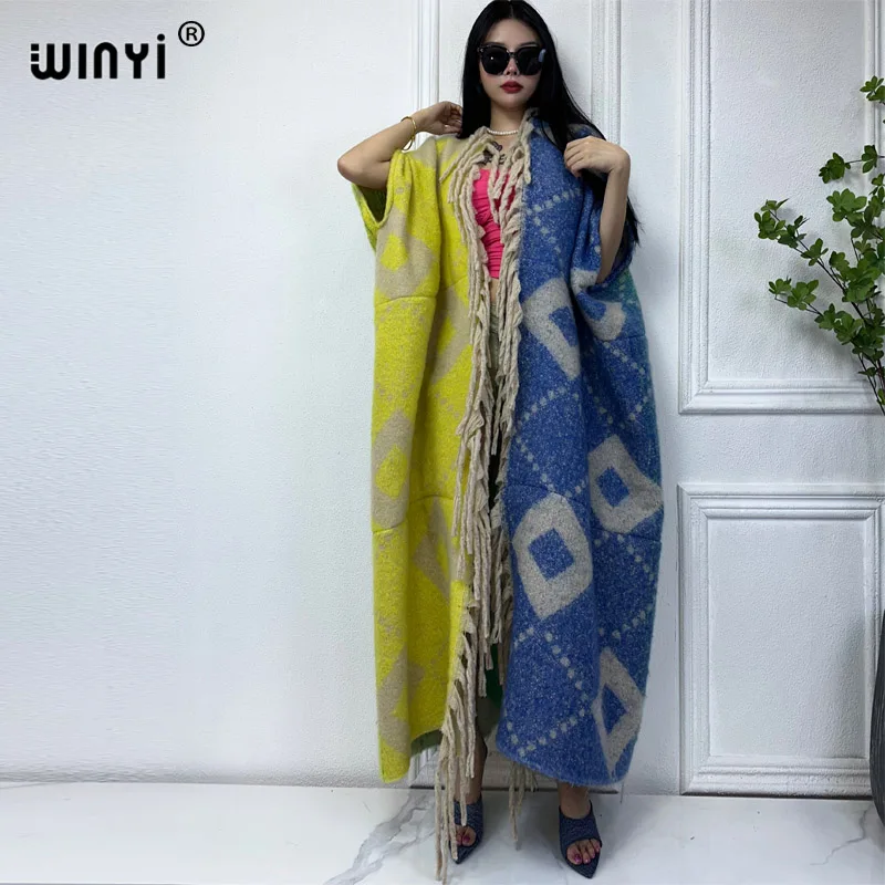 WINYI winter kimono Women Africa blog Luxury Fur high quality coat Loose cardigan elegant Warm Female dress winter coat women