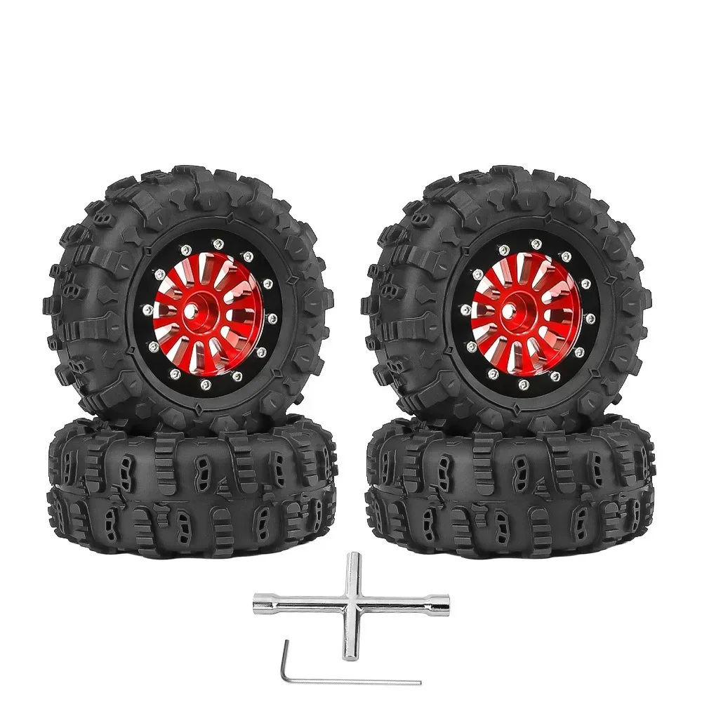 

4pcs 65mm 1.3" Metal Beadlock Wheel Tire Set for 1/18 1/24 RC Crawler Car TRX4M SCX24 AX24 FCX24 Upgrade Parts