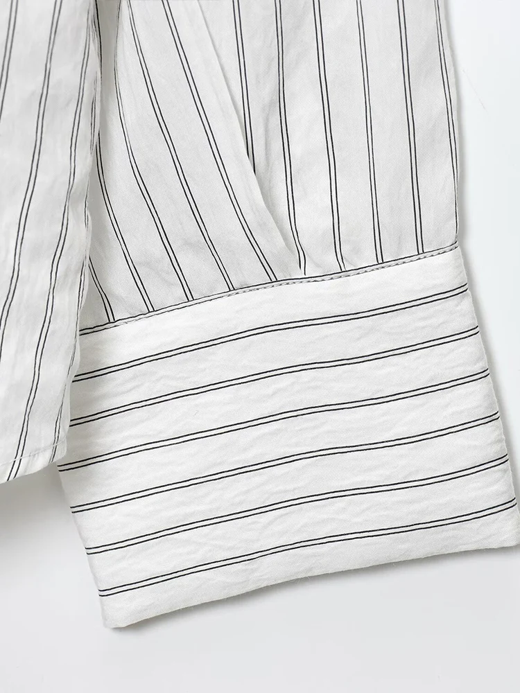 European style new women's fashionable and versatile elegant collared long-sleeved striped floral lace shirt