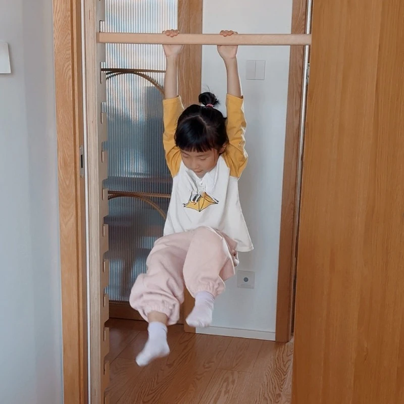 Children's indoor sports equipment Safety climbing training Wooden horizontal bar door frame fitness frame
