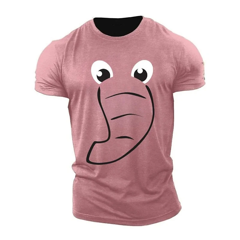 Children Funny Elephant T-shirt Simple Fashion Short Sleeve Round Neck Solid T Shirts 2025 Summer Humour Design Hip Hop Tee Top