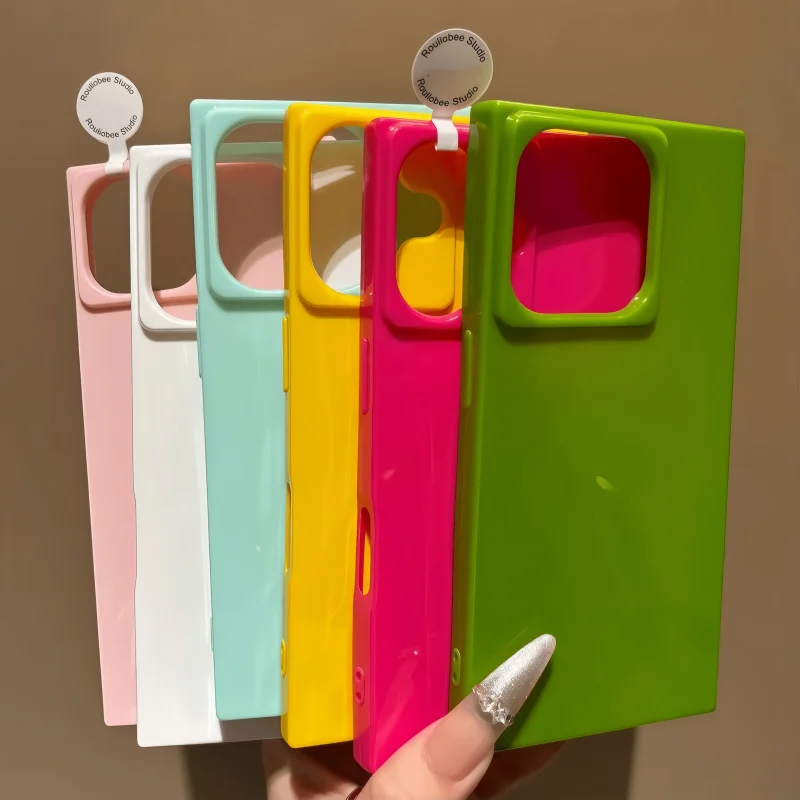 Luxus Candy Farbe Silikon Rechtwinklig Rahmen Telefon Fall Für iPhone 16 15 14 Plus 13 12 11 Pro max Stoßstange Stoßfest Soft Cover