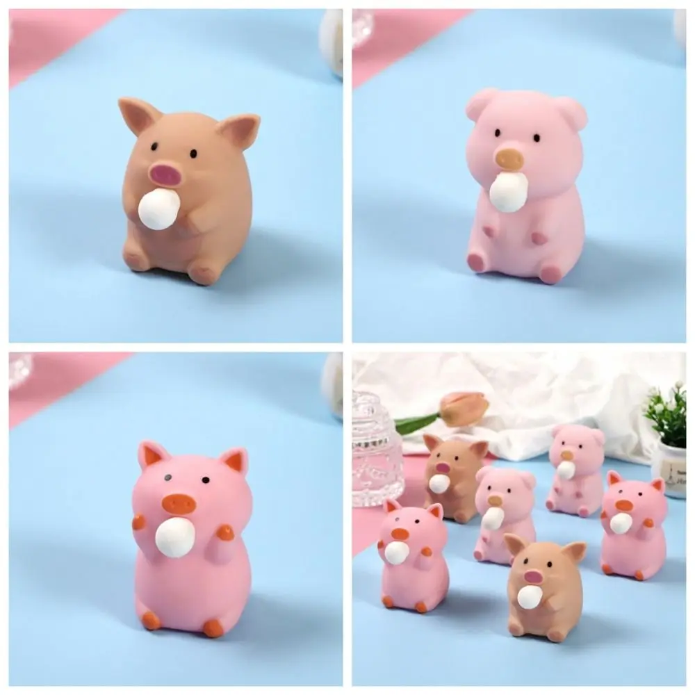 Creative PVC Pinch Spit Pig Toy Animal Vent Ball Decompression Toy Candy Colour Christmas