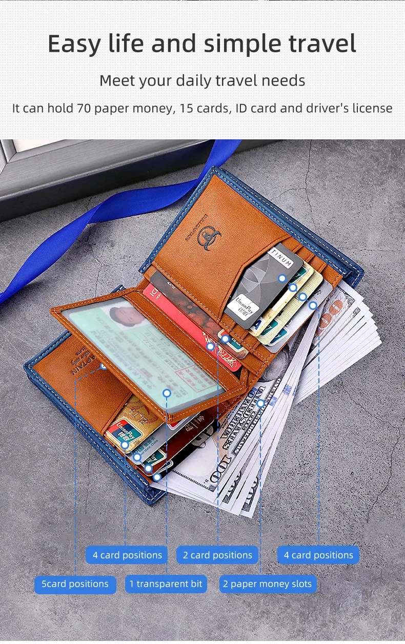 BULLCAPTAIN Neue 100% Leder herren Brieftasche Hohe Qualität Produkt Leder herren Brieftasche Multifunktionale Karte Slot Kurze Brieftasche QB017 – Detail 3