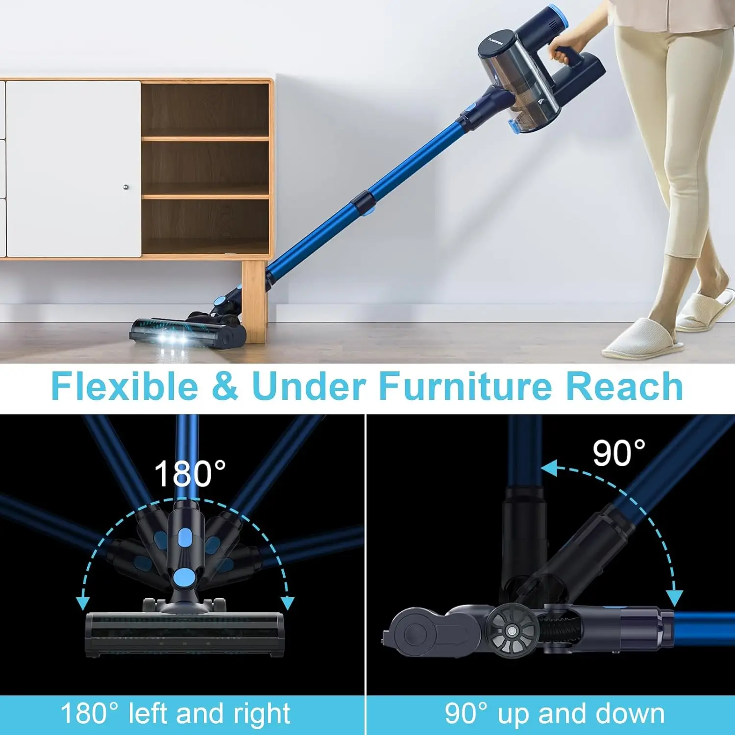 Cordless Vacuum Cleaner, 250W/21Kpa Up to 40mins Runtime Handheld Vacuum Cleaner for Hard Floor Pet Hair Home Car
