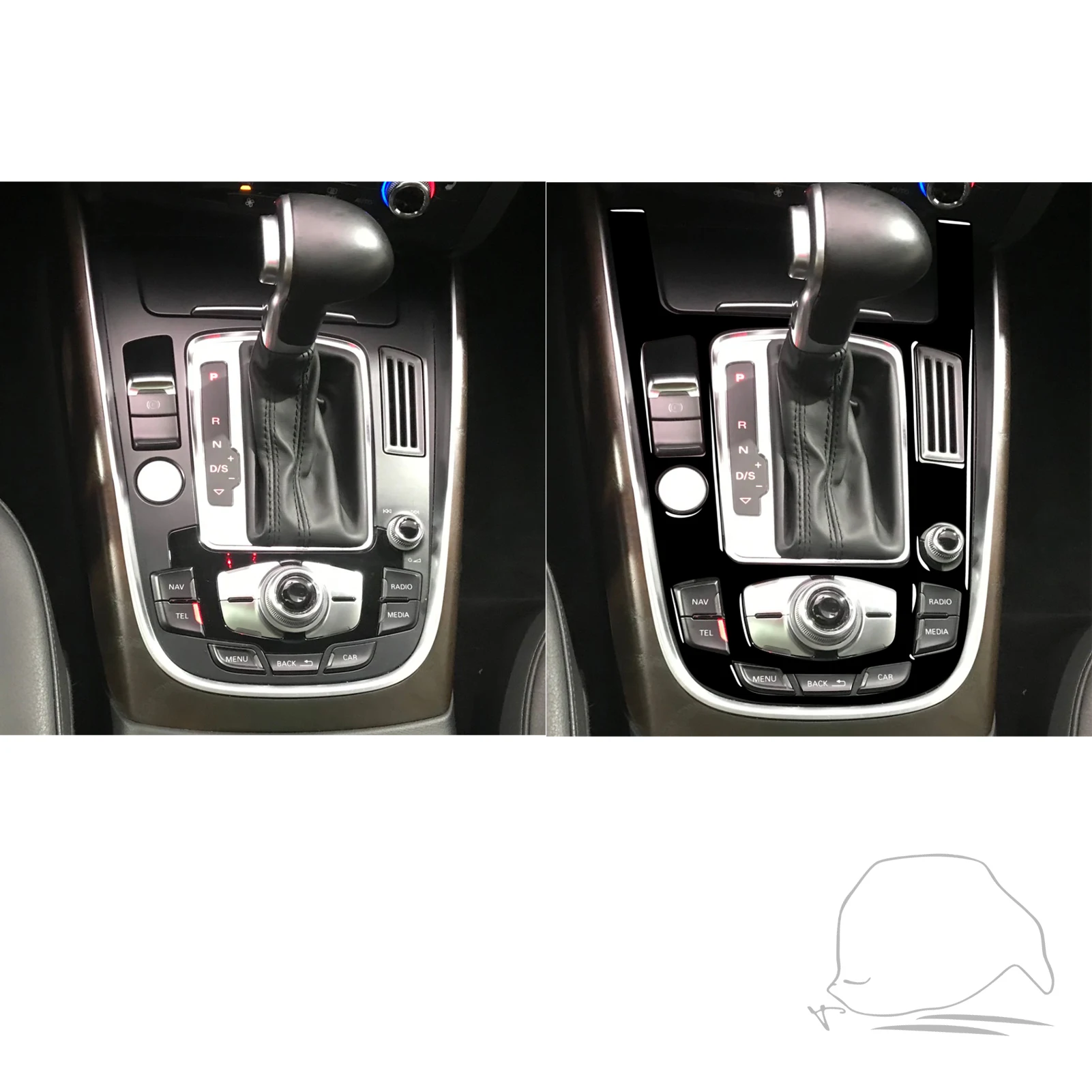 For Audi Q5 SQ5 8R 2010-2018 A4 S4 B8 A5 S5 2009-2016 Piano Black Center Console Gear Shift Panel Trim Strips Car Sticker