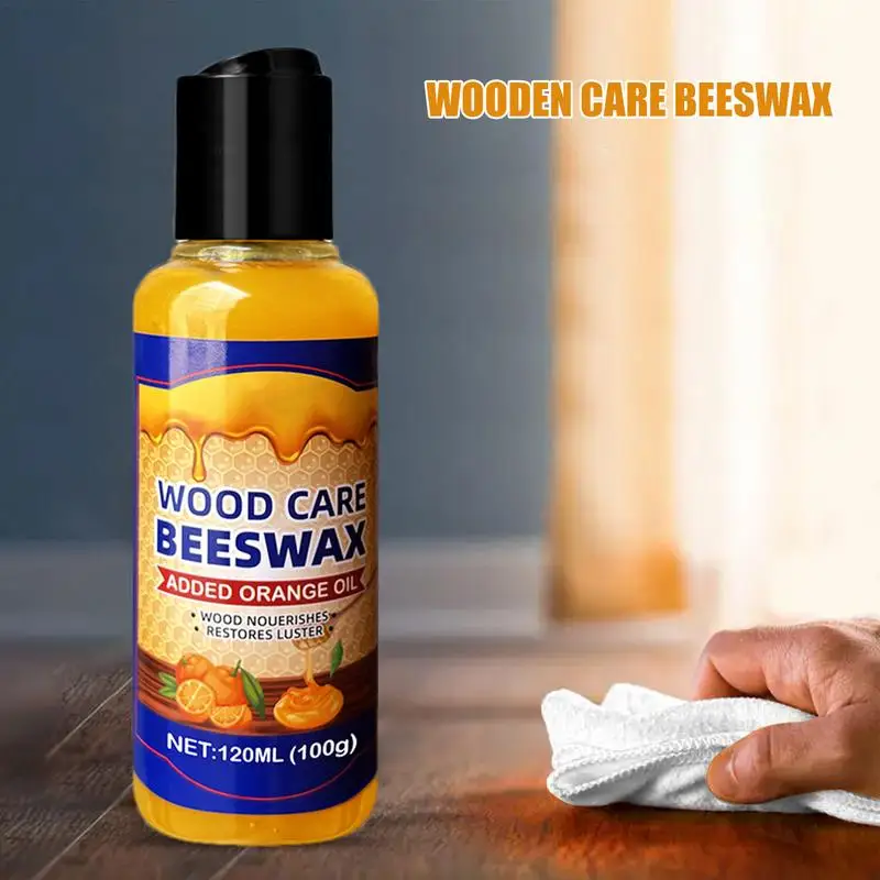 120ml Natural Beeswax Wood Polish Wooden Furniture Polishing Care Cream Natural Pure Wax For Wood Floor Maintenance With Towel