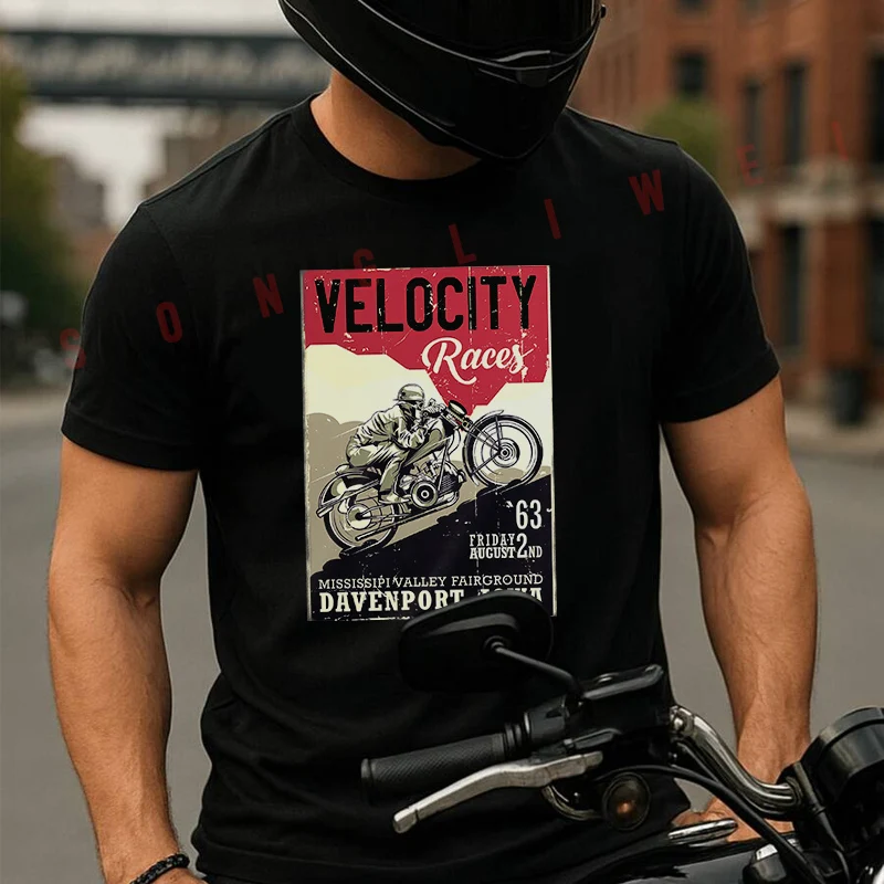 

Moto Cotton T-Shirt Motor Racing Vintage Men Tees O-neck Short Sleeve T Shirt Fashion Hip Hop Streetwear Oversized Tshirt