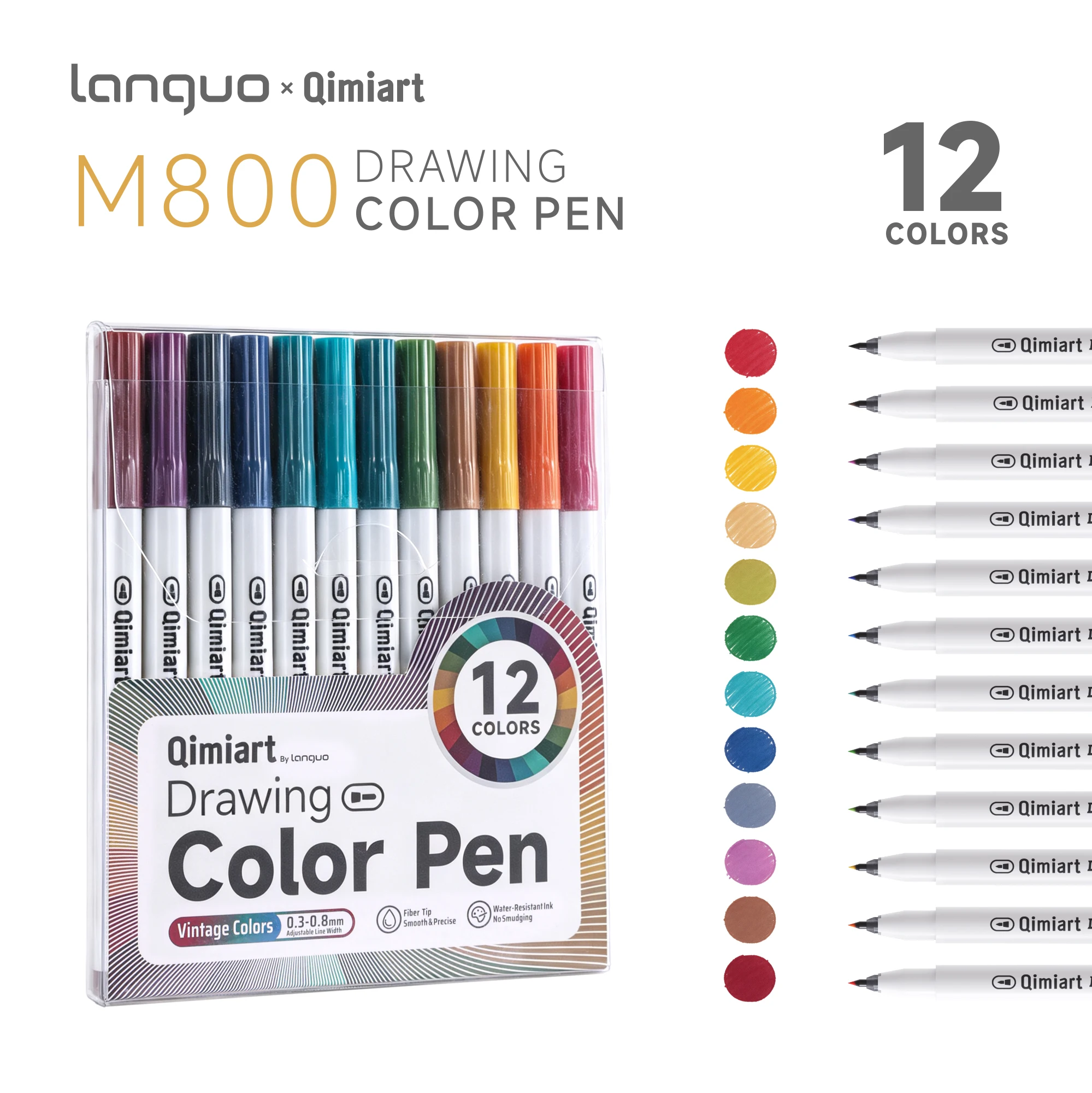 LANGUO Fiber Tip Brush Pen Fijne lijnen gekleurde markeerstiften Waterbestendige inktstiften voor schilderen, journaling, schrijven, DIY benodigdheden