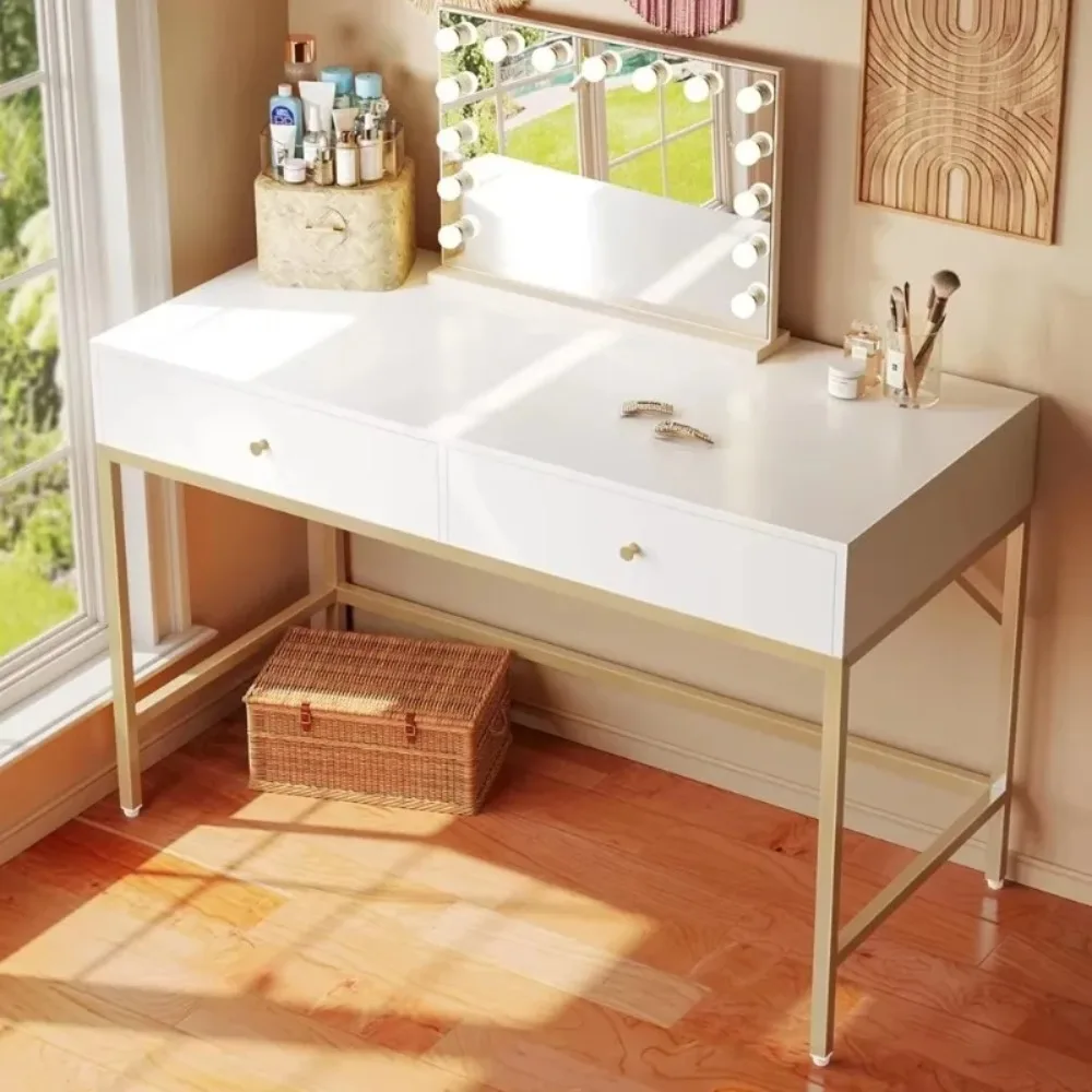 

31.5" Makeup Vanitie w/2 Drawers, Modern Vanity Desk, Small Makeups Table for Home Office Writing Study Bedroom, Makeup Vanitie