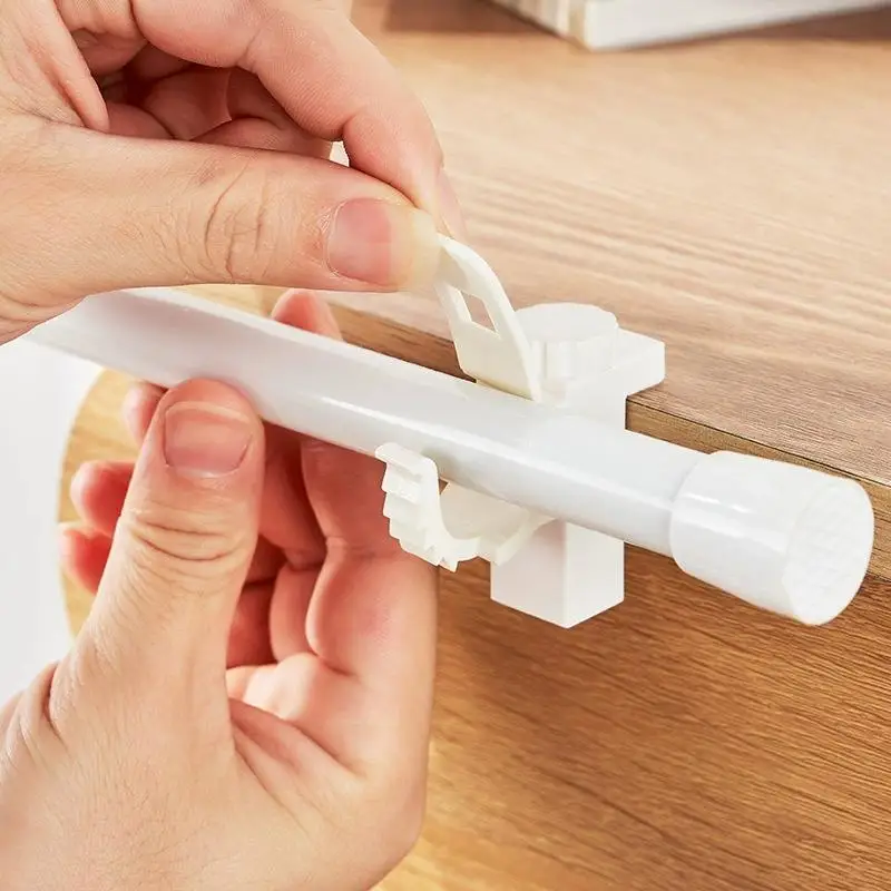2Pcs/Set Adjustable Curtain Rod Hooks No-Drill Telescopic Rod Rack Curtain Rod Clamp For Home Decor