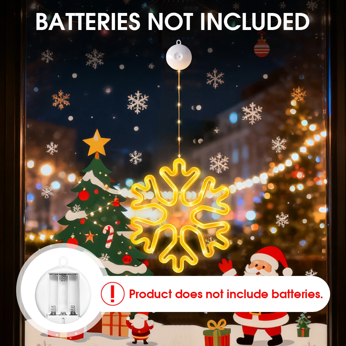 Warm/Multi-color  Window Snowflake Lights, 8/12 Lighting Modes, Battery Powered LED Snowflake lights for Christmas,Holiday