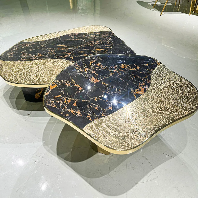 Italian Gold Living Room Coffee Tables High Quality Designer Luxury Coffee Tables Modern Low Mesa De Centro Sala Furniture Home