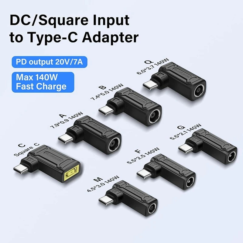 RISE-PD 140W DC To Type C Power Charging Adapter DC Female Input To USB C Male Connector For Phone,Tablet,Laptop (Q)