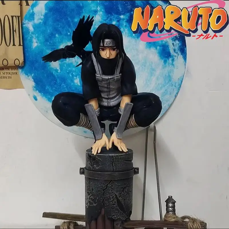 

23cm Uchiha Itachi Pvc Model Naruto Anime Figure Night Crow Totem Statue Collection Action Squat Dolls Boys Toys Christmas Gifts