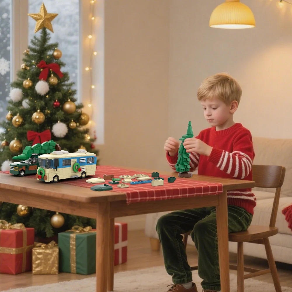 

Gobricks MOC National Lampoon's Christmas Vacation Building Blocks Model Christmas Story Super Small RV Bricks Assembly DIY Toys