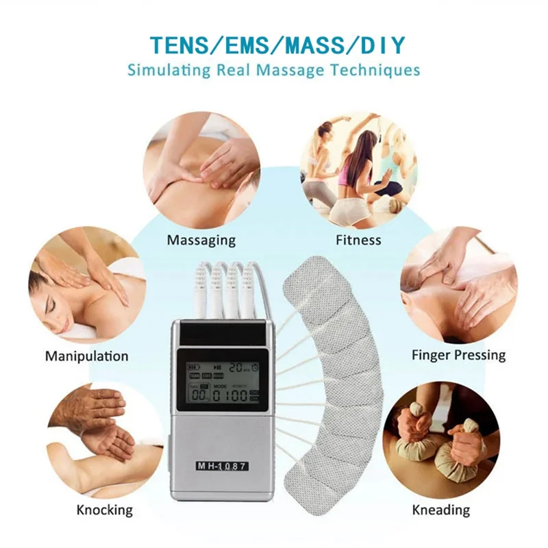 A01V-48 Modes Electric Professional Muscle Stimulation Physiotherapy Massager For Full Body Relief With Tens Electrodes Pad