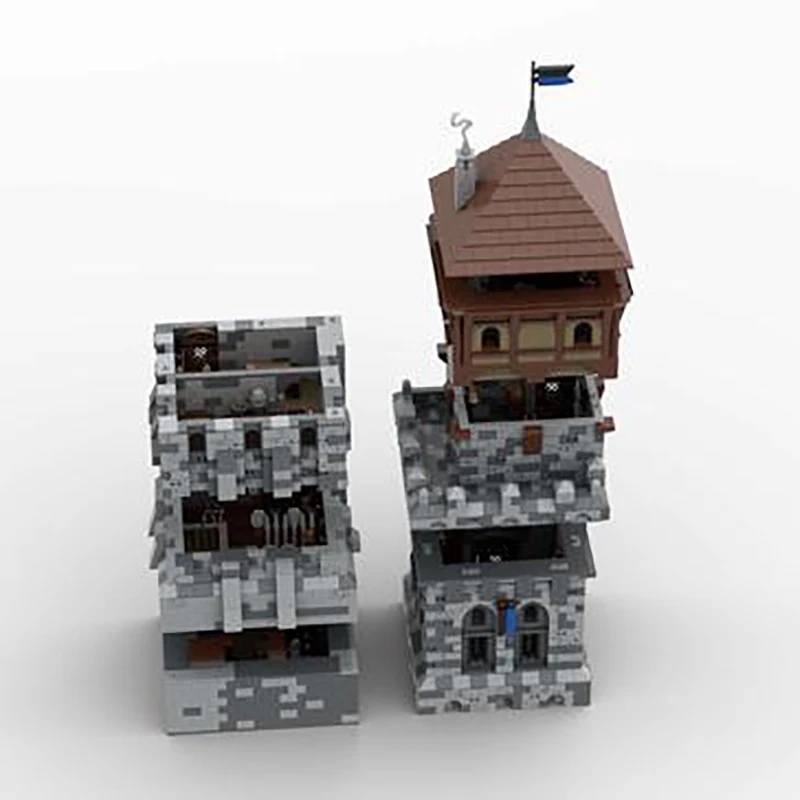 MOC Building Block Technology Bricks Front Tower Medieval Castle DIY Street View Assembled Architecture Model Child Toys