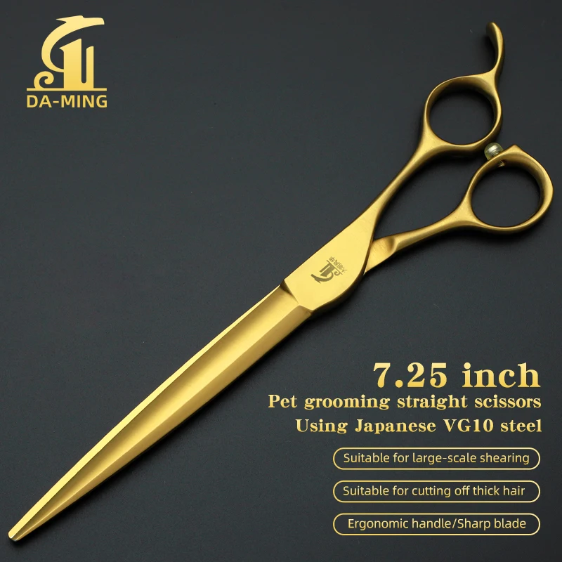 Comprehensive Straight Cut 7.25-inch Professional Pet Scissors VG10 Steel Beautician Store Specific Grooming Scissors for Dog