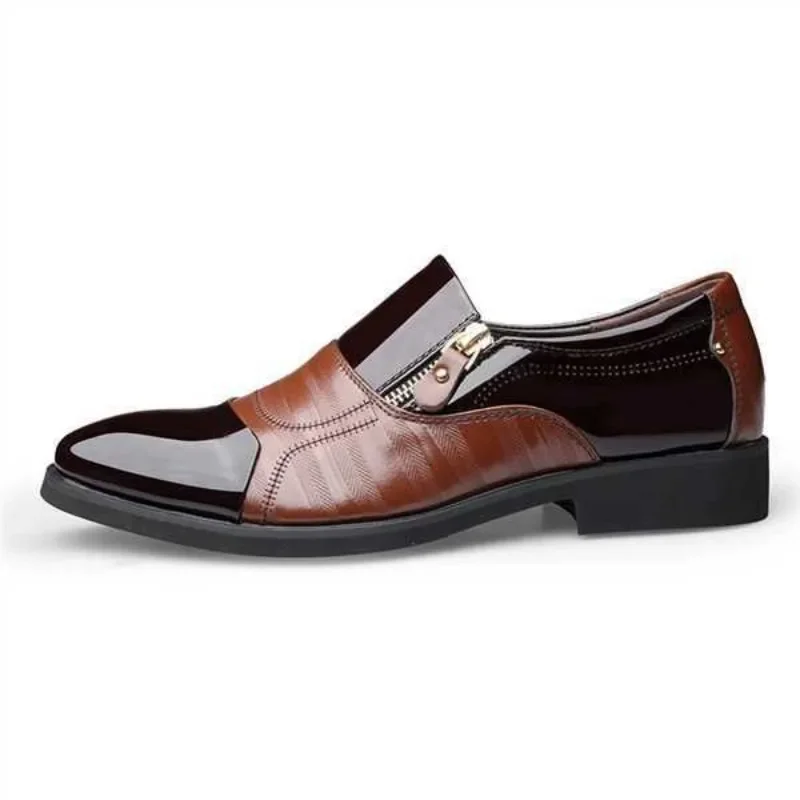 Sapatos masculinos de couro de dedo apontado preto, homem mocassins, sapatos Oxford casuais, sapato vestido masculino, festa, escritório, negócios, formal