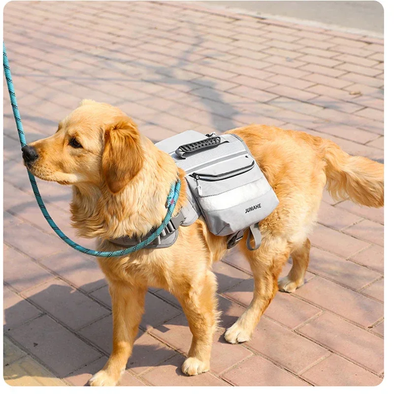 Large Capacity Dog training Backpack Harness Capacity Double Pack Reflective Adjustable Pet Chest Strap training storage collar