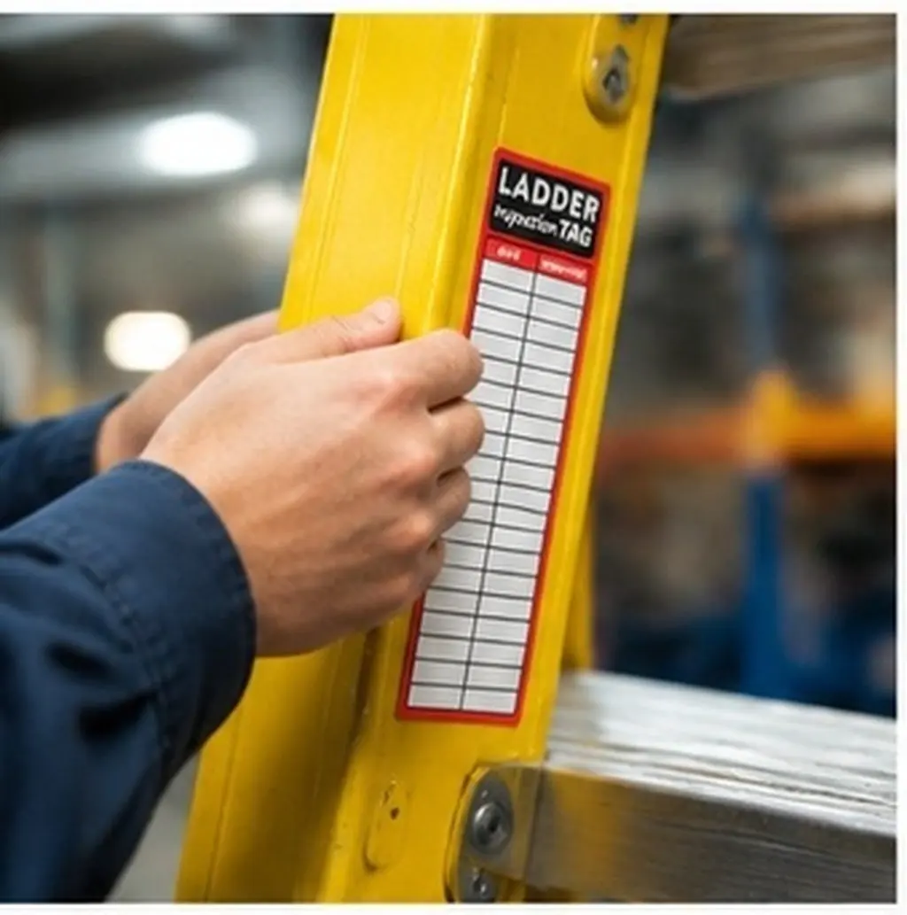 50Pcs Safety Inspection Labels Self Adhesive Ladder Maintenance Stickers Waterproof High Visibility Red Industrial Ladder Safety