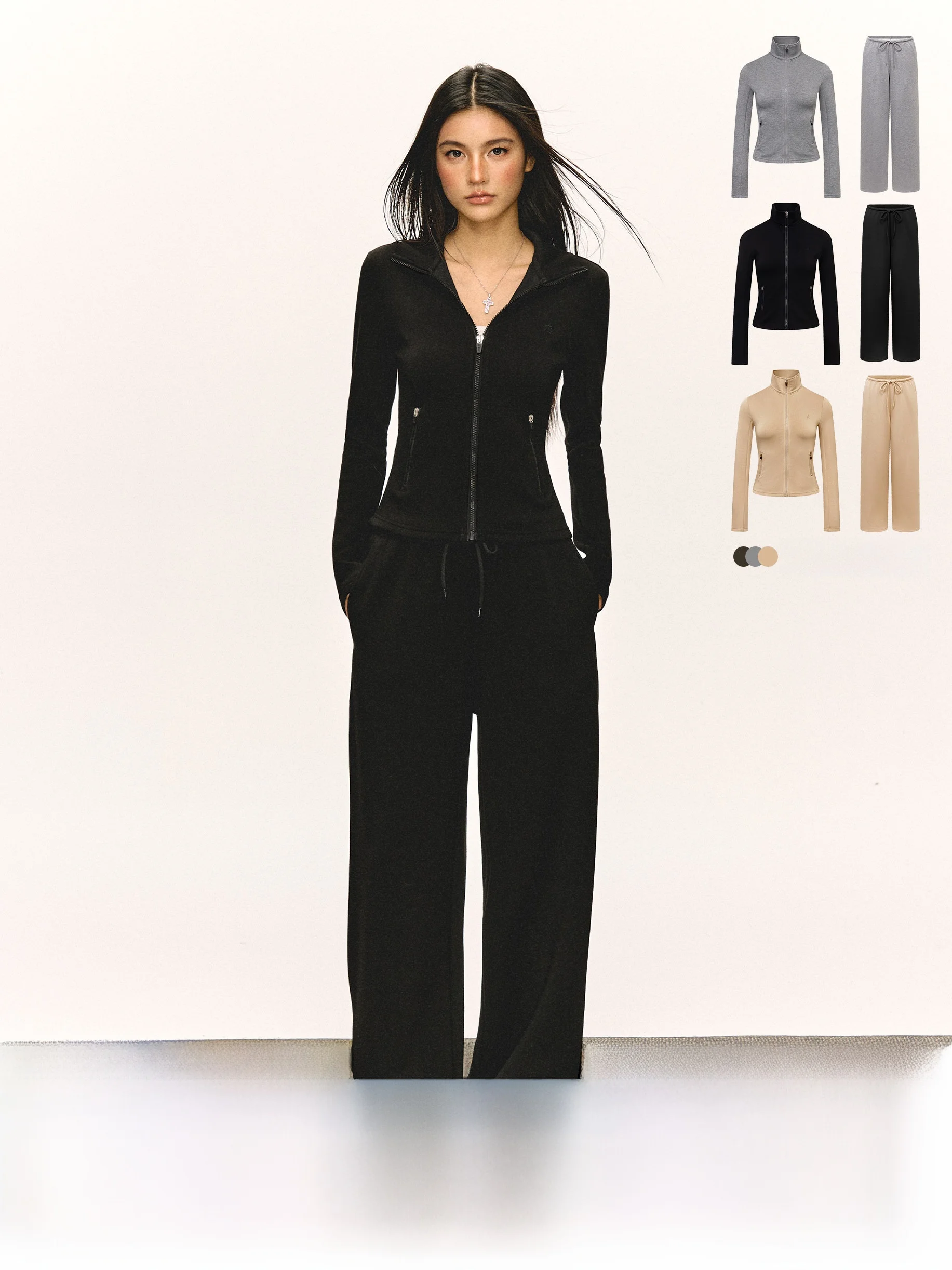 

Ariseism American Retro Sle Women's Faion Set Spring New Two-Piece Low Waist Long Pants Jaet Zipper Closure Street Sle