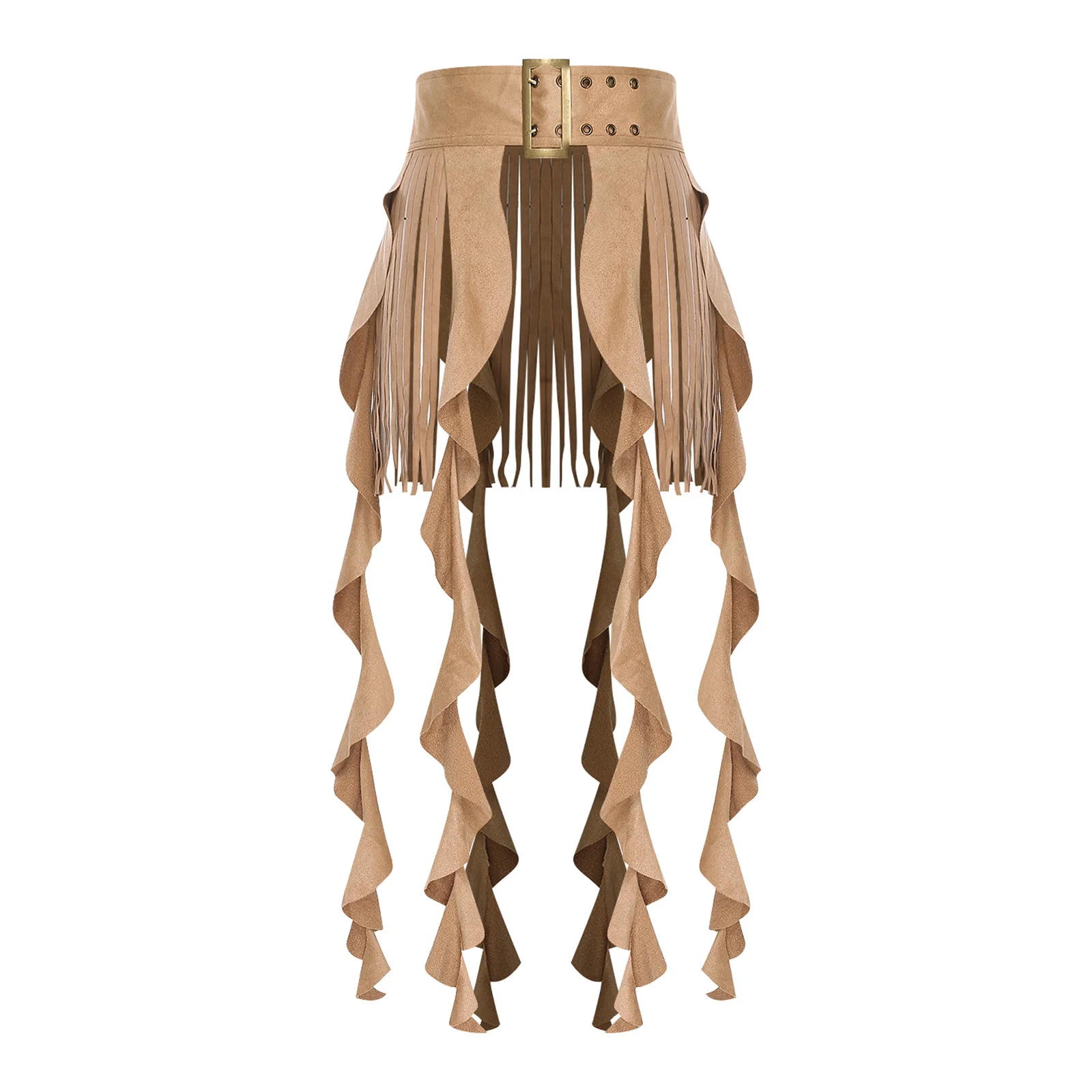 

Women Cowgirl Tassel Waist Belt Skirt Fringe Cascading Ruffled Skirt Stylish Layering Skirts for Party Music Festivals Halloween