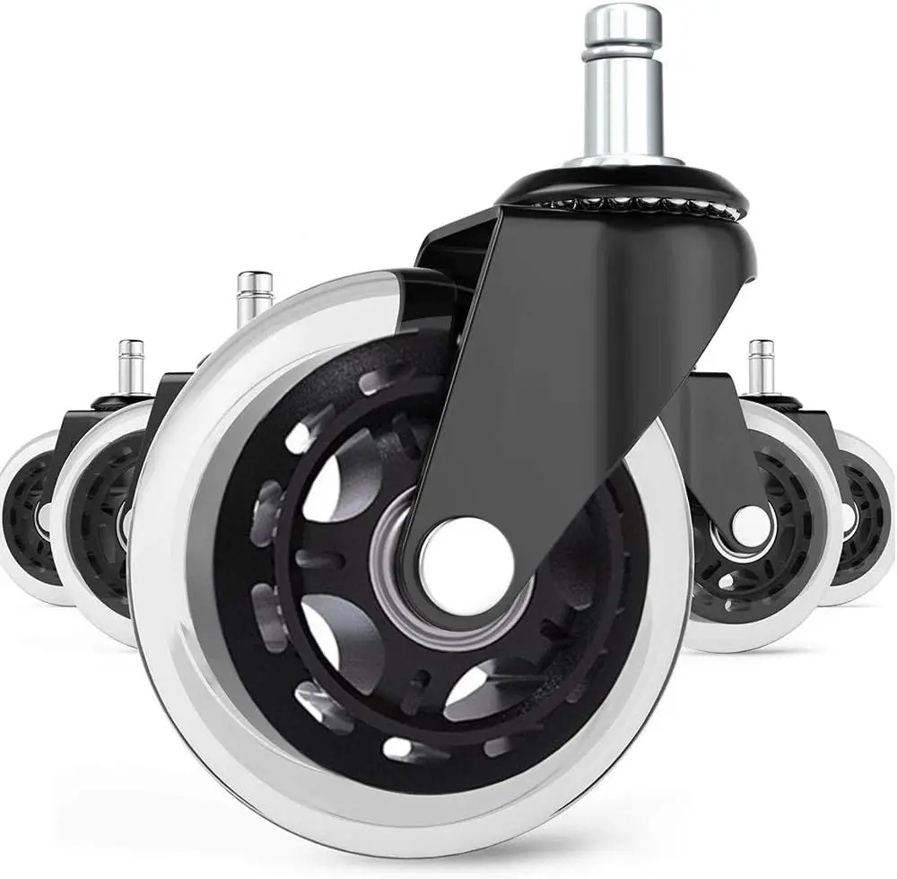 

Office Chair Caster Wheels Set Of 5 Heavy Duty & Safe For All Floors Luding Hardwood 3"" Rubber Replacement For Desk Floor