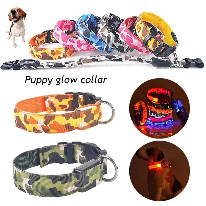 LED Dog Collar Luminous Adjustable Glowing Collar for Dogs Pet Night Safety Nylon Collar Safety Cats Puppy Pet Supplies