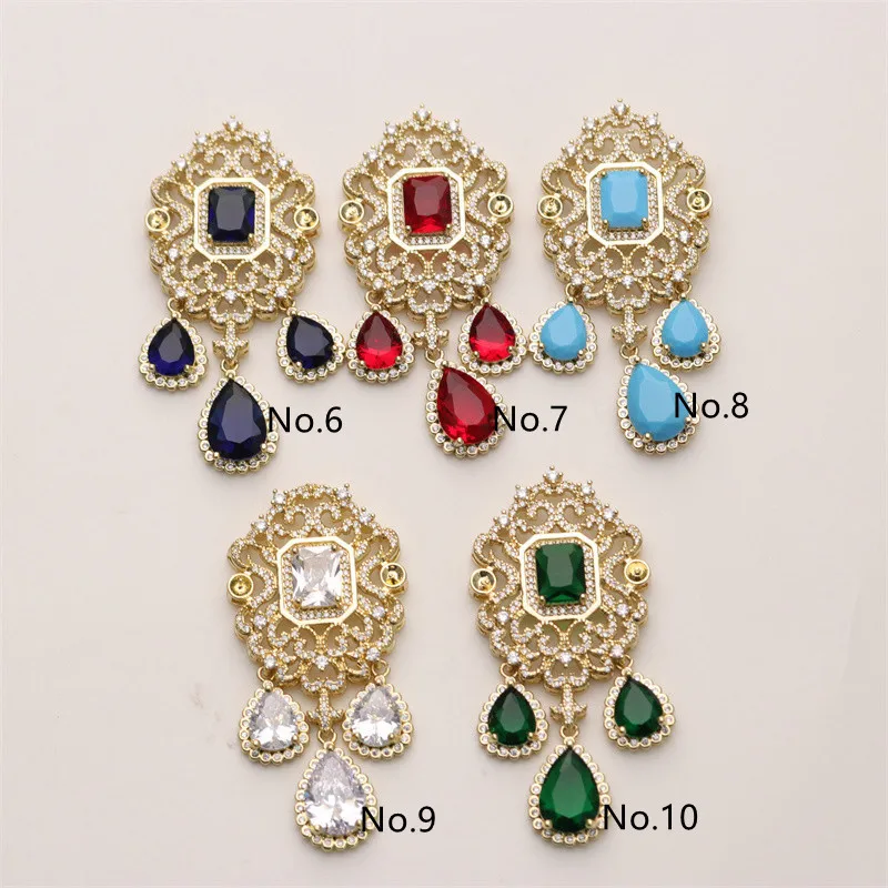 1 PC Gold Plated Red Crystal Cubic Zircon CZ Micro Pave Flower Connector Tassel Pendant For Pearl Necklace Jewelry DIY