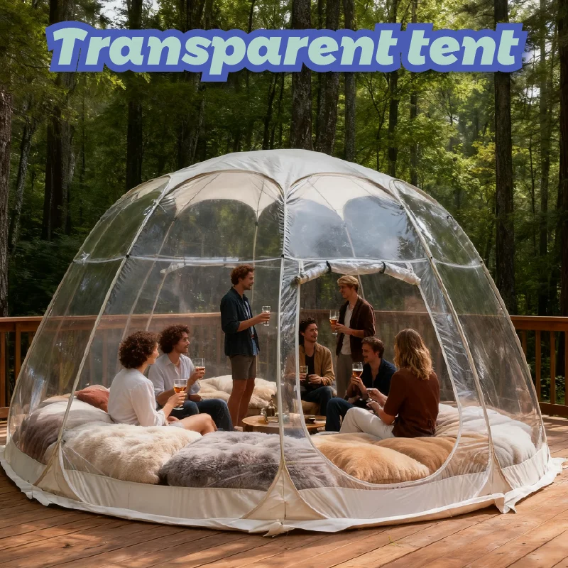 2-4 Person Durable Pop Up Bubble Tent, Clear Reinforced Dome Shelter, Stable Transparent Gazebo for Outdoor