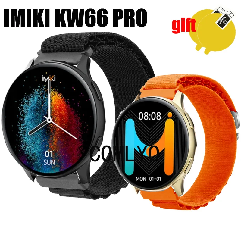 3in1 Band For IMIKI KW66 Pro Smart watch Strap Nylon Soft Bracelet Bands Belt Screen Protector film