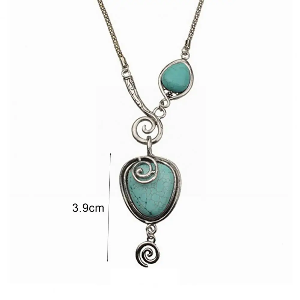 Chain Necklace Stylish Alloy Turquoise Necklace Vintage Pendant Turquoise Necklace for Dating Lover