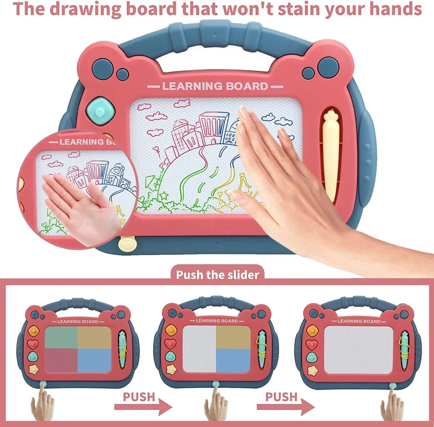 Magnetic Drawing Board Sketch Doodle Board Toy Educational Learning Toys for Toddlers 1-3 Birthday Gift for Boys Girls 2 Year